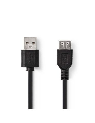 Nedis USB 2.0-Verlängerungskabel A-Stecker - USB-A-Buchse 480 Mbps | Vernickelt | 2.00 m | Rund | PVC | Schwarz | Label
