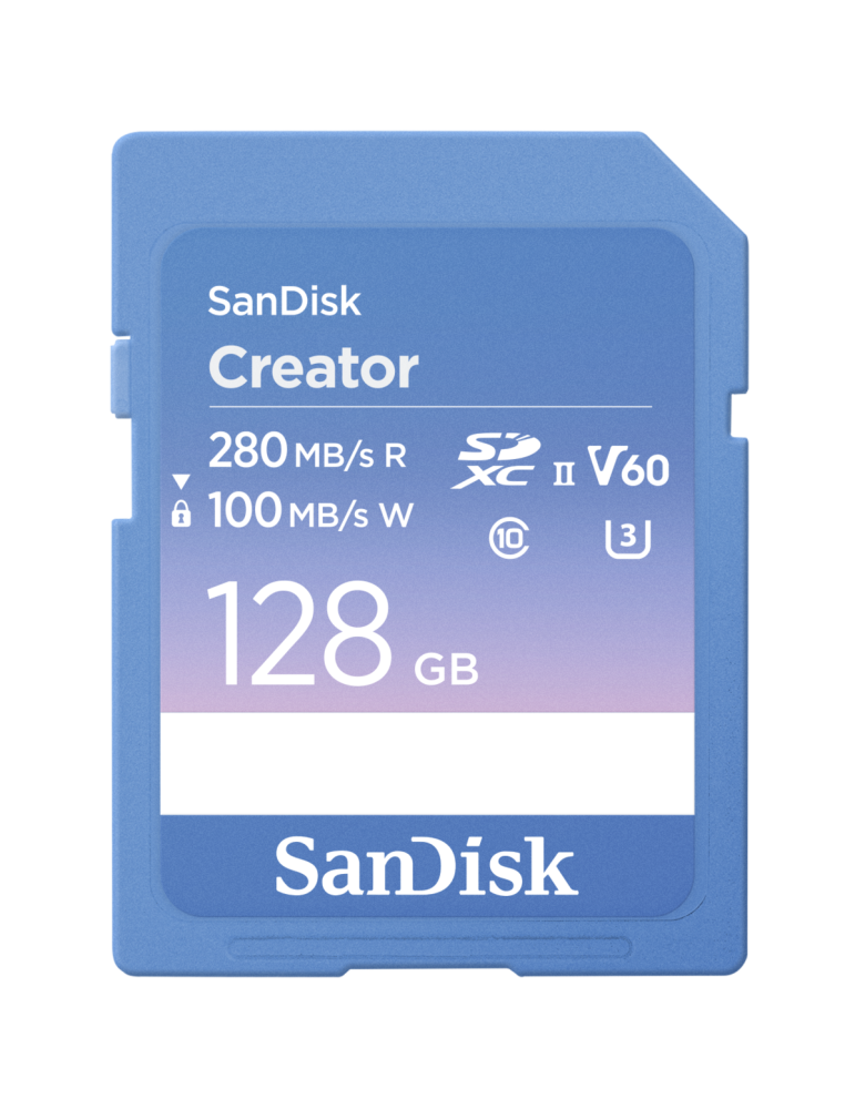 SanDisk Creator SD-Speicherkarte UHS-II 128GB Übertragungsgeschwindigkeiten von bis zu 280 MB/s