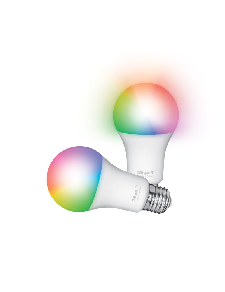 Trust E27 DUO-PACK LED RGBCW WI-FI Smarte WiFi LED-Lampe, weiß und farbig, Fassung E27, von Ihrem Smartphone/Tablet zu steuern