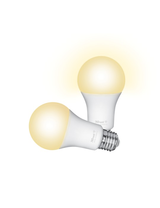 Trust E27 DUO-PACK LED CCT WI-FI Smarte WiFi LED-Lampe, Lichtstimmung weiß, Fassung E27, von Ihrem Smartphone/Tablet zu steuern