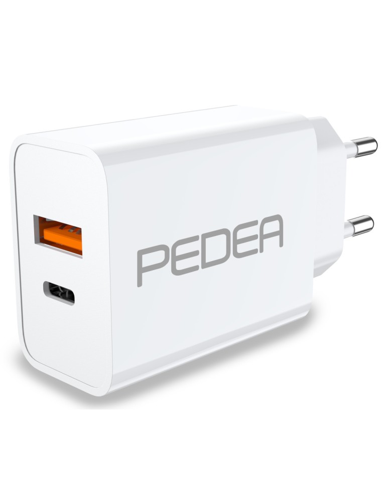 PEDEA 20W USB-C (PD) Schnellladegerät - 2-Ports Mehrfach Handy-Ladegerät mit USB-C und USB-A, weiß