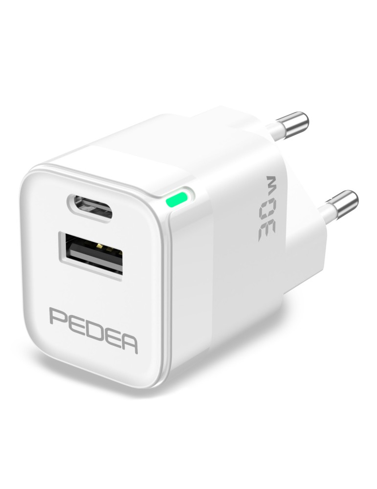 PEDEA 30W USB-C (PD) Schnellladegerät - 2-Ports Mehrfach Handy-Ladegerät mit USB-C und USB-A, weiß