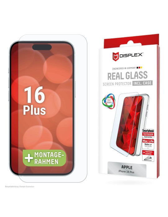 DISPLEX Real Glasschutzfolie + Handyhülle für iPhone 16 Plus