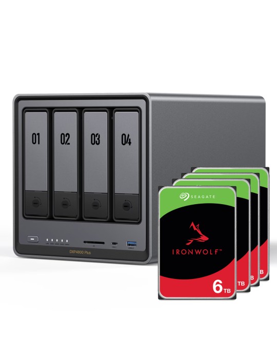 UGREEN DXP4800 Plus 24TB Seagate IronWolf NAS-Bundle NAS inkl. 4x 6TB Seagate IronWolf 3,5 Zoll SATA Festplatte