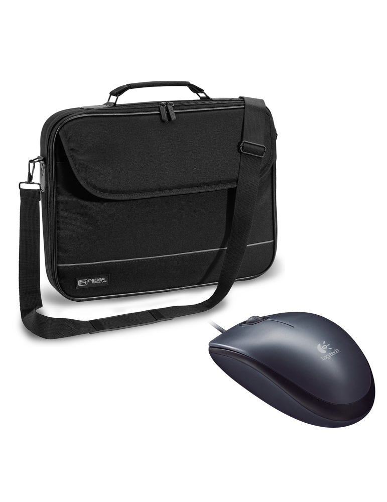 Pedea "Fair" 15,6", Schwarz + Logitech M90, kabelgebunden, grau