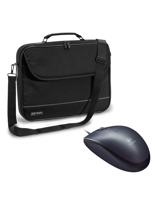 Pedea "Fair" 15,6", Schwarz + Logitech M90, kabelgebunden, grau