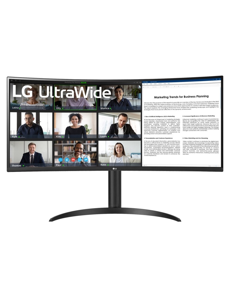 LG 34WR55QK-B Office Monitor - UWQHD, Curved VA Panel Höhenverstellbar, 100Hz; Power Delivery 65 Watt