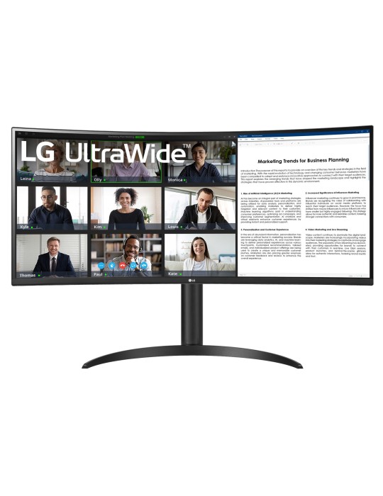 LG 34WR55QK-B Office Monitor - UWQHD, Curved VA Panel Höhenverstellbar, 100Hz; Power Delivery 65 Watt