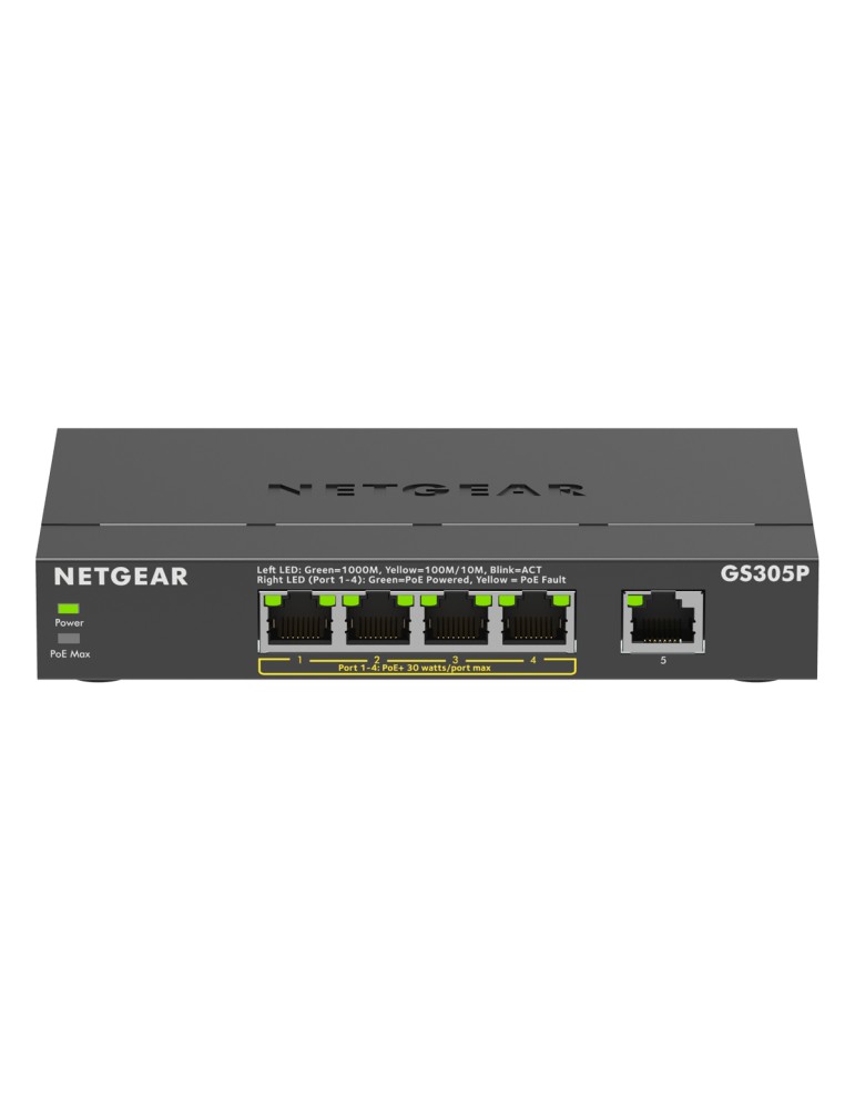 NETGEAR GS305P Unmanaged Switch 5x 1G Ethernet (4x PoE/PoE+, max. 63W)