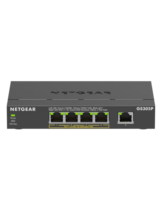 NETGEAR GS305P Unmanaged Switch 5x 1G Ethernet (4x PoE/PoE+, max. 63W)