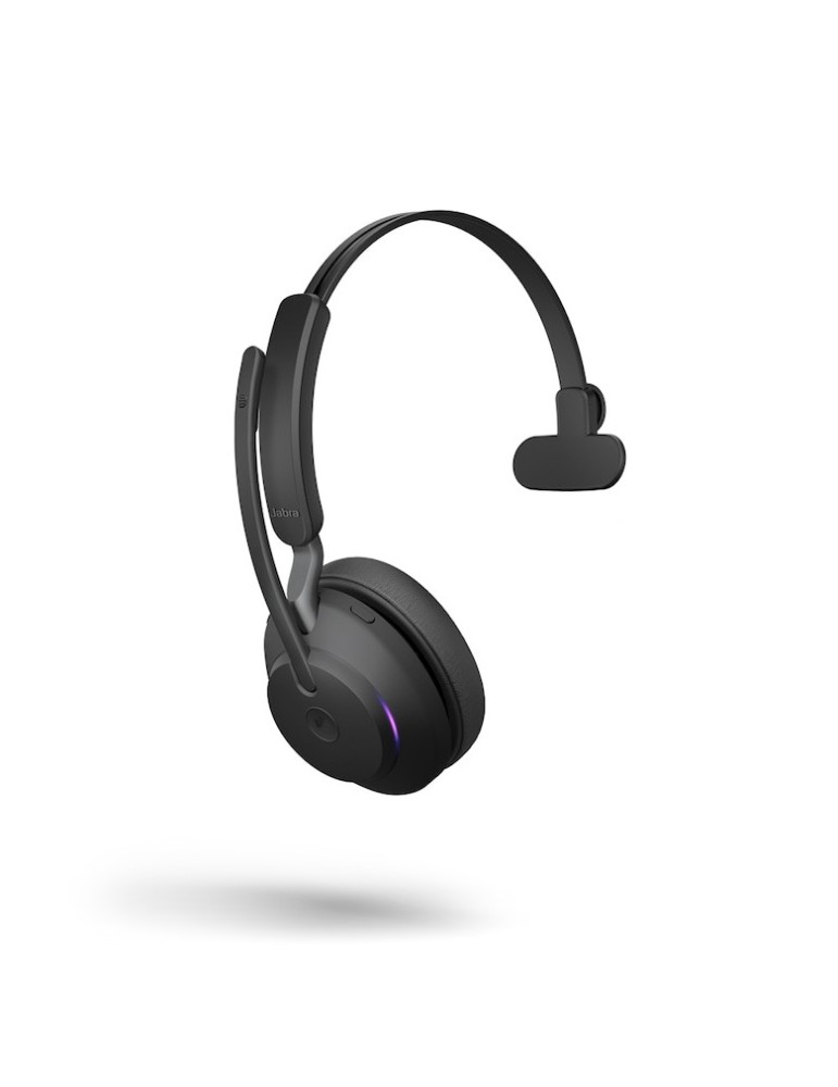 Jabra Evolve2 65 Headset, Mono, kabellos, schwarz Bluetooth, inkl. Link 380 USB-A, inkl. Ladestation, Optimiert Microsoft Teams