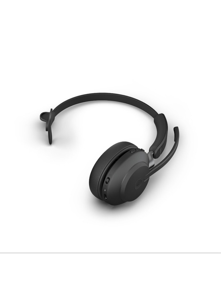 Jabra Evolve2 65 Headset, Mono, kabellos, schwarz Bluetooth, inkl. Link 380 USB-A, inkl. Ladestation, Optimiert Microsoft Teams