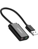 UGREEN USB-A zu 3.5mm External Stereo Sound Adapter, 15cm, schwarz