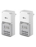 Goobay 2er-Set, Digitale Zeitschaltuhr IP44 für den Außenbereich Timer für Steckdose ermöglicht das Einstellen von bis zu 10 Sch
