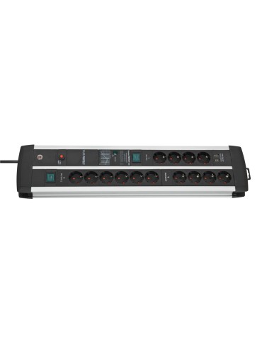 Brennenstuhl Premium-Protect-Line Steckdosenleiste [14-fach, Schwarz/Grau, 3m]