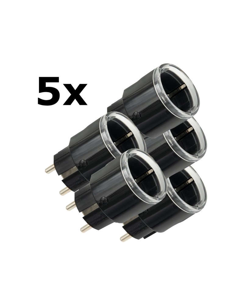 5x Shelly Plug S Gen3 Matter schwarz Bundle - kleiner smarter Stecker mit Bluetooth-Konnektivität und Leistungsmessung / Unterst