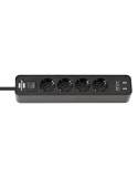 Brennenstuhl Ecolor Steckdosenleiste 4-fach mit 2 USB-Ladebuchse (Steckerleiste mit USB, Schalter und 1,5m Kabel)