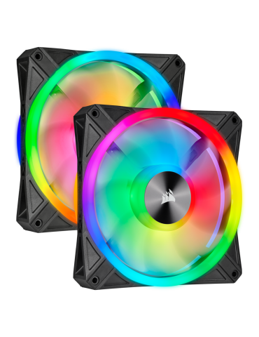 Corsair iCUE QL140 RGB PWM 2er-Pack | 140mm Gehäuselüfter inkl. Lighting Node CORE