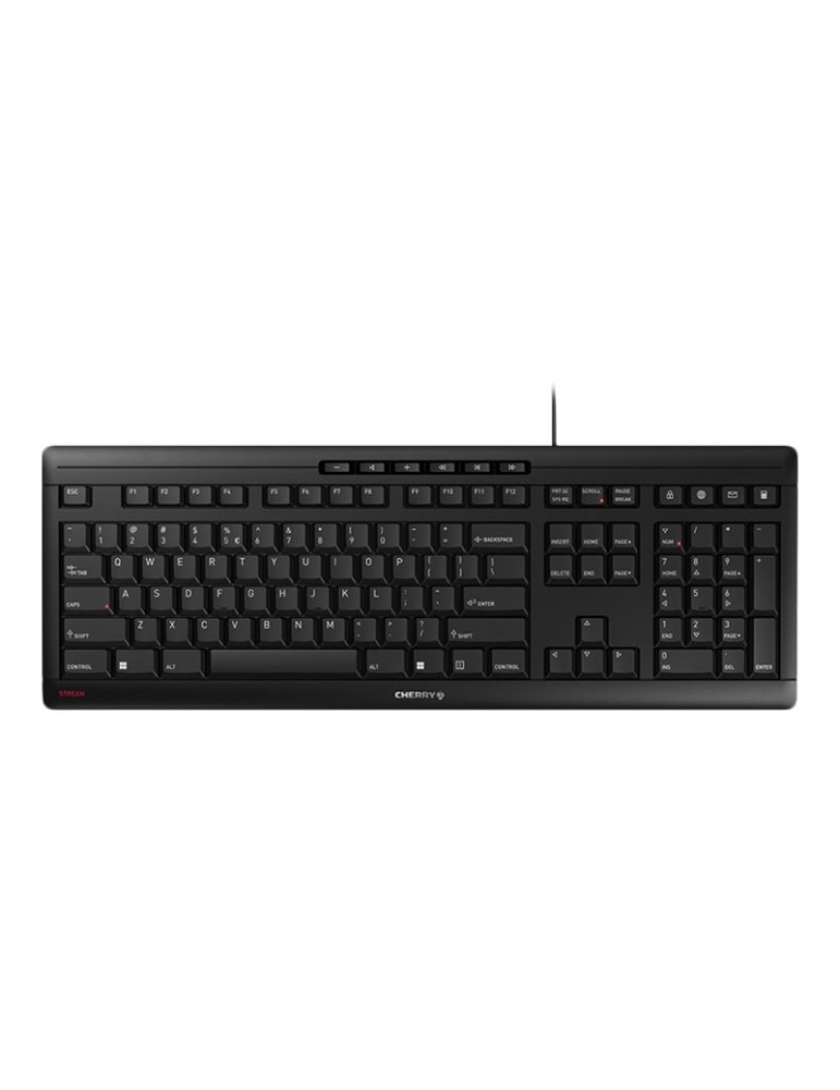CHERRY STREAM KEYBOARD Tastatur, US-Layout und €-Symbol, kabelgebunden, Flüsteranschlag, Laserbeschriftung