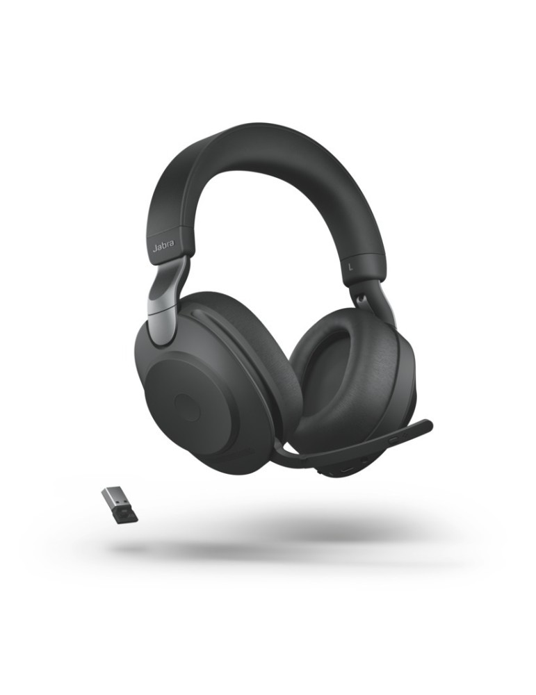 Jabra Evolve2 85 Headset, Stereo, kabellos, schwarz Bluetooth, inkl. Link 380 USB-A, UC-Plattformen kompatibel