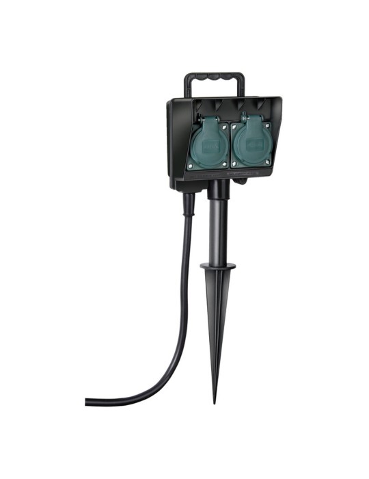 Brennenstuhl 2-fach Outdoor-Gartensteckdose mit Erdspieß (witterungsbeständiges, wasserfestes Gehäuse, 1,4m Kabel)