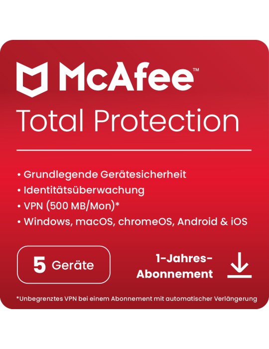 McAfee Total Protection [5 Geräte - 1 Jahr]