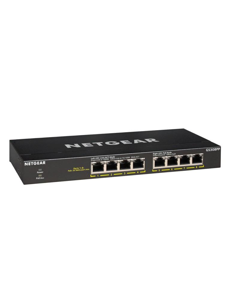 NETGEAR GS308PP 8-Port Unmanaged Switch [8x Gigabit-LAN, PoE+ 83W, Lüfterlos]