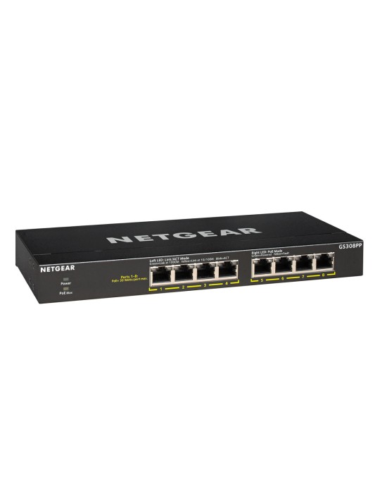 NETGEAR GS308PP 8-Port Unmanaged Switch [8x Gigabit-LAN, PoE+ 83W, Lüfterlos]