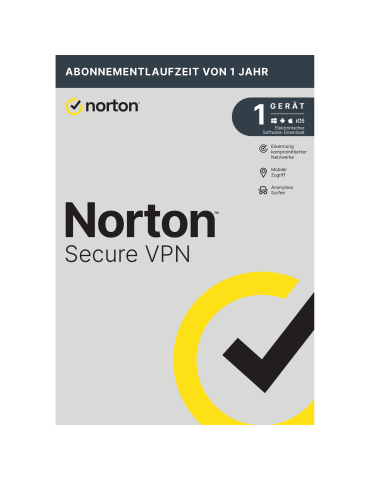 Norton Secure VPN - ohne Datenlimit [1 Gerät - 1 Jahr] für PC, MAC, Mobilgeräte