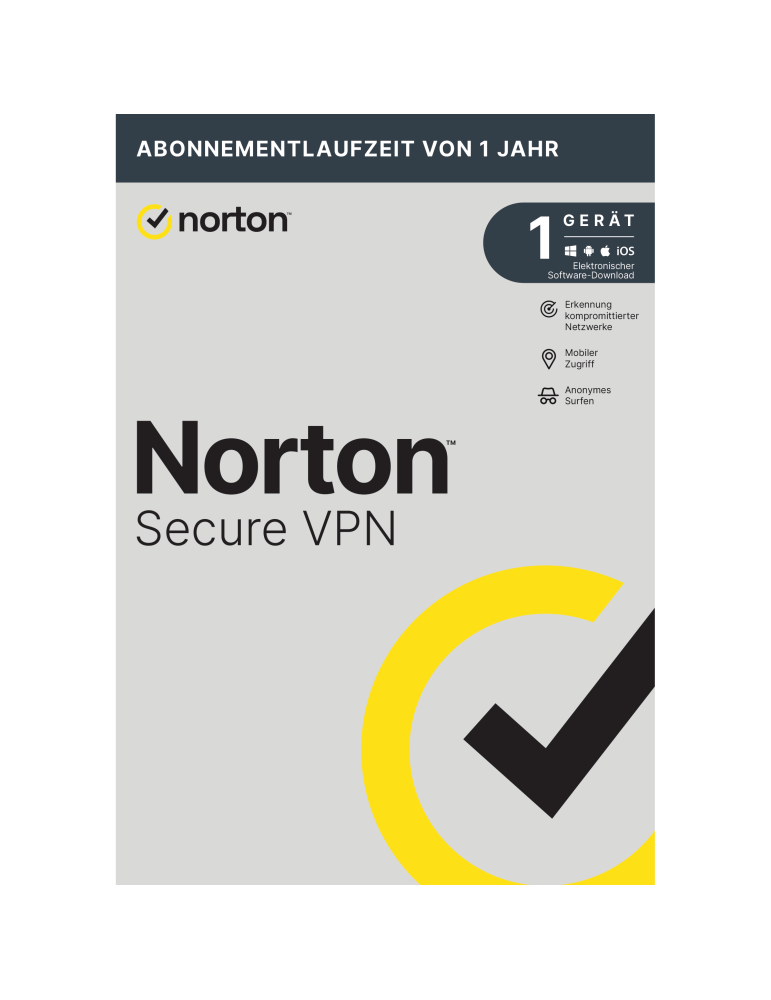 Norton Secure VPN - ohne Datenlimit [1 Gerät - 1 Jahr] für PC, MAC, Mobilgeräte