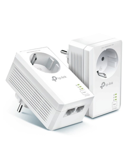 TP-Link AV1000 2-Port Gigabit Powerline Set mit Steckdosen 2 x Adapter, bis zu 1.000 Mbit/s, Homeplug AV2 Standard, Plug & Play