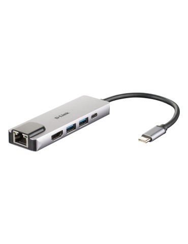 D-Link 5-In-1 USB-C Hub (DUB-M520) [2x USB 3.0, 1x HDMI, 1x USB-Typ C/Thunderbolt 3, 1x Gigabit LAN]