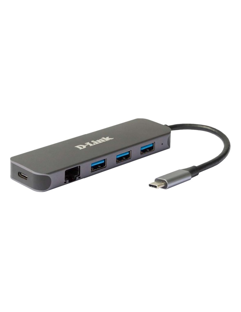 D-Link DUB-2334 USB-Hub mit Gigabit Ethernet und Ladefunktion 1x USB-C mit PD, 3x USB-A 3.0, 1x Gigabit Ethernet
