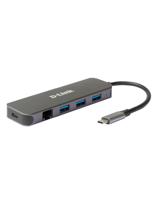 D-Link DUB-2334 USB-Hub mit Gigabit Ethernet und Ladefunktion 1x USB-C mit PD, 3x USB-A 3.0, 1x Gigabit Ethernet