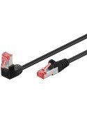 Goobay CAT 6 Patchkabel 1x 90° gewinkelt, S/FTP (PiMF), Schwarz, 3m