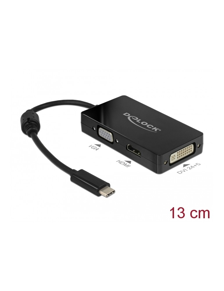 Delock Externer Videoadapter - USB-C - DVI, HDMI, VGA schwarz