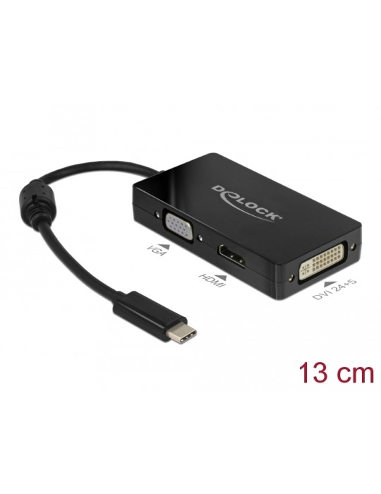 Delock Externer Videoadapter - USB-C - DVI, HDMI, VGA schwarz