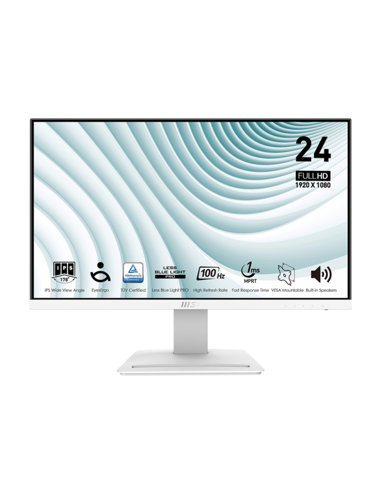 MSI PRO MP243XWDE Business Monitor - IPS Panel, Weiß 100HZ, HDMI/DP 4ms Pivot