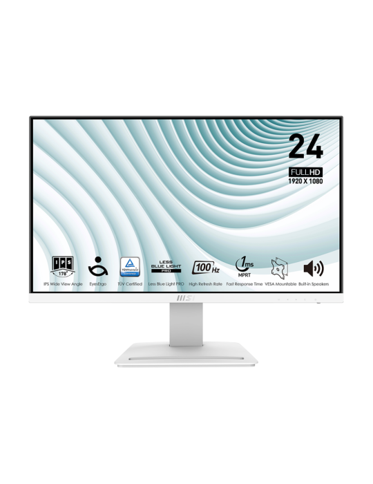 MSI PRO MP243XWDE Business Monitor - IPS Panel, Weiß 100HZ, HDMI/DP 4ms Pivot