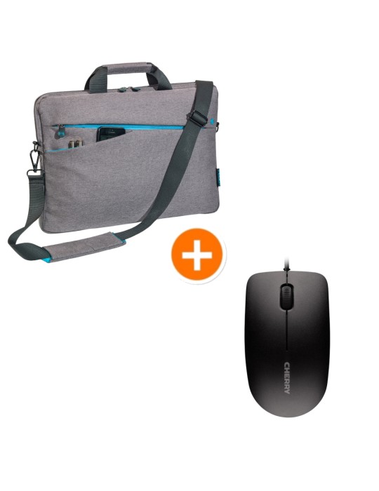PEDEA Notebook Tasche "Fashion" 15,6" + CHERRY MC 1000 Maus , grau