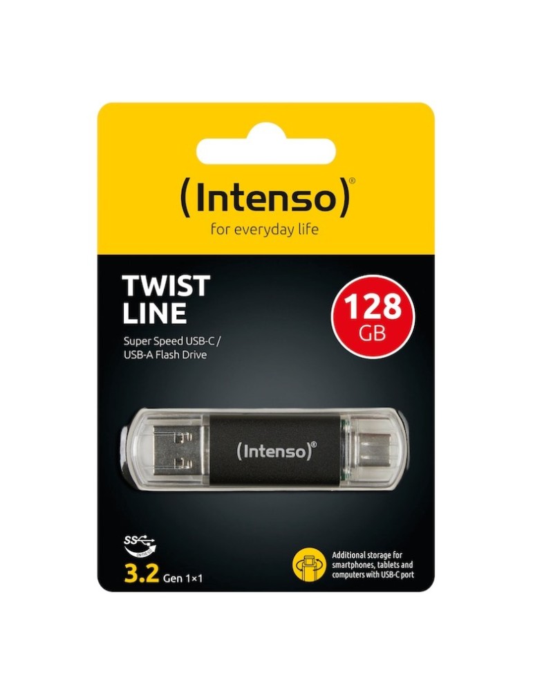 Intenso Twist Line Typ-A/Typ-C 128GB USB-Stick Mit Schutzkappe, bis zu 70 MB/s, USB 3.2 Gen 1x1 (5 Gbit/s)