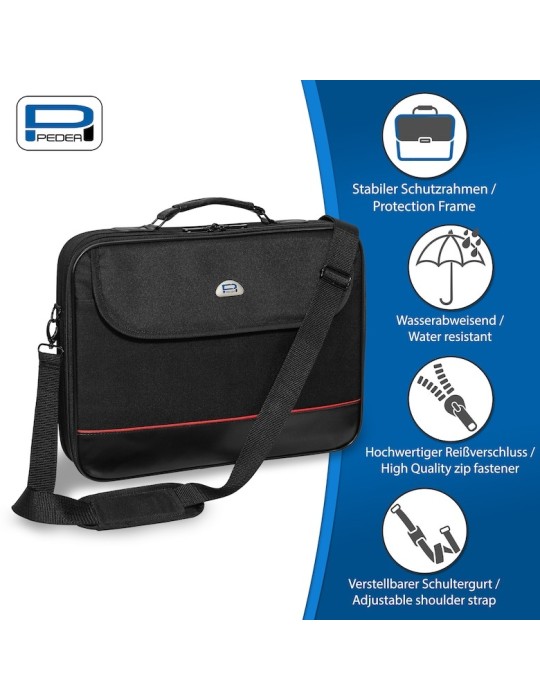 PEDEA Notebook-Tasche Trendline bis 15,6"+ CHERRY MC 1000 Maus [schwarz/rot], Wasserabweisendes Nylon, Gepolsterter Rahmen