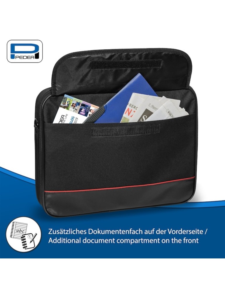 PEDEA Notebook-Tasche Trendline bis 15,6"+ CHERRY MC 1000 Maus [schwarz/rot], Wasserabweisendes Nylon, Gepolsterter Rahmen