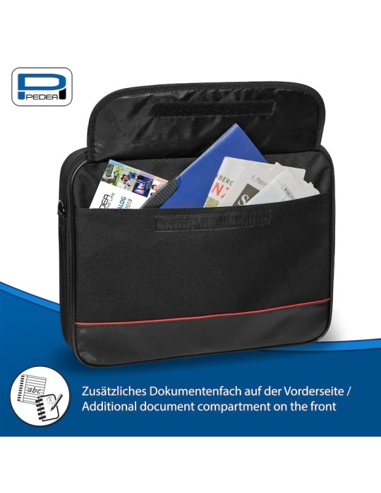 PEDEA Notebook-Tasche Trendline bis 15,6"+ CHERRY MC 1000 Maus [schwarz/rot], Wasserabweisendes Nylon, Gepolsterter Rahmen