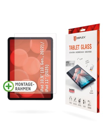 DISPLEX Tablet Panzerglas (9H) f. Apple iPad 10,9"/11" (2024/25) Eco-Montagerahmen L-Form, unzerbrechlich, ultra-dünn, unsichtba