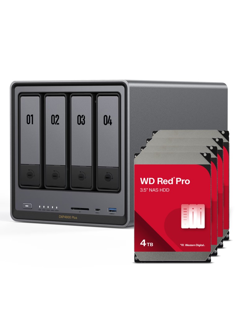 UGREEN DXP4800 Plus 16TB WD Red Pro NAS-Bundle NAS inkl. 4x 4TB WD Red Pro 3.5 Zoll SATA Festplatte