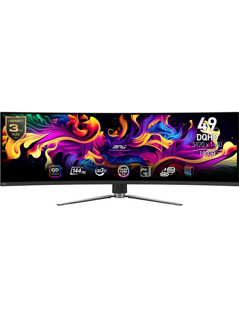 MSI MPG 491CQPDE QD-OLED Gaming Monitor - 144Hz, 0,03ms GTG MSI OLED Care 2.0, HDMI 2.1 mit 48Gbps Bandbreite, VRR und ALLM Unte