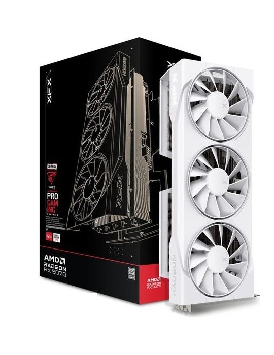 XFX Radeon RX 9070 SWIFT Triple-Fan Gaming 16GB OC White - 16GB GDDR6, 1x HDMI, 3x DP