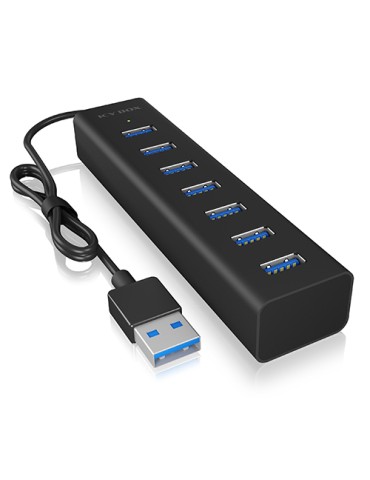 ICY BOX 7-Port Hub mit USB Type-A Anschluss und Netzteil