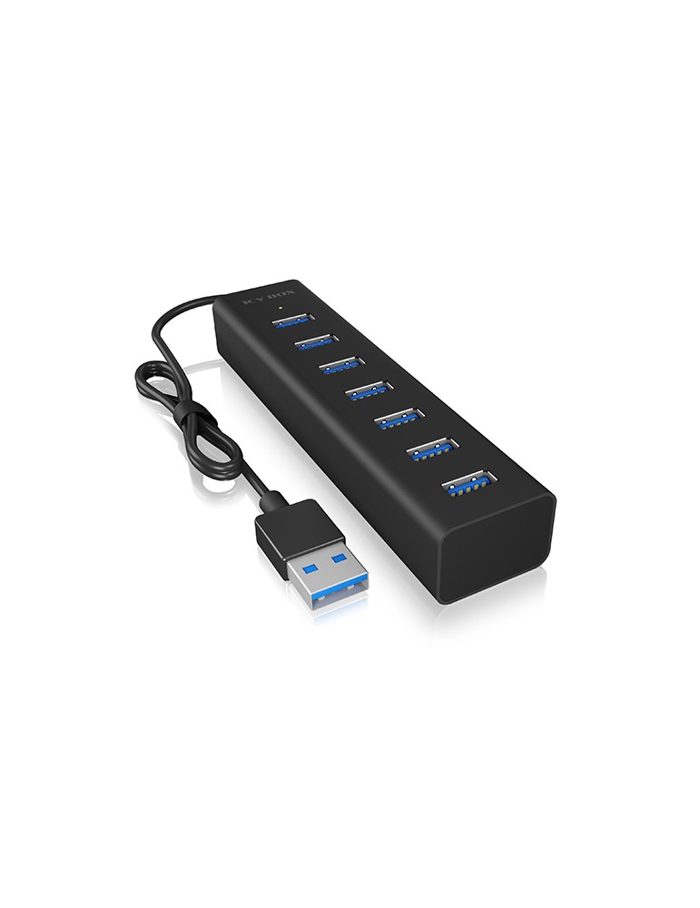 ICY BOX 7-Port Hub mit USB Type-A Anschluss und Netzteil